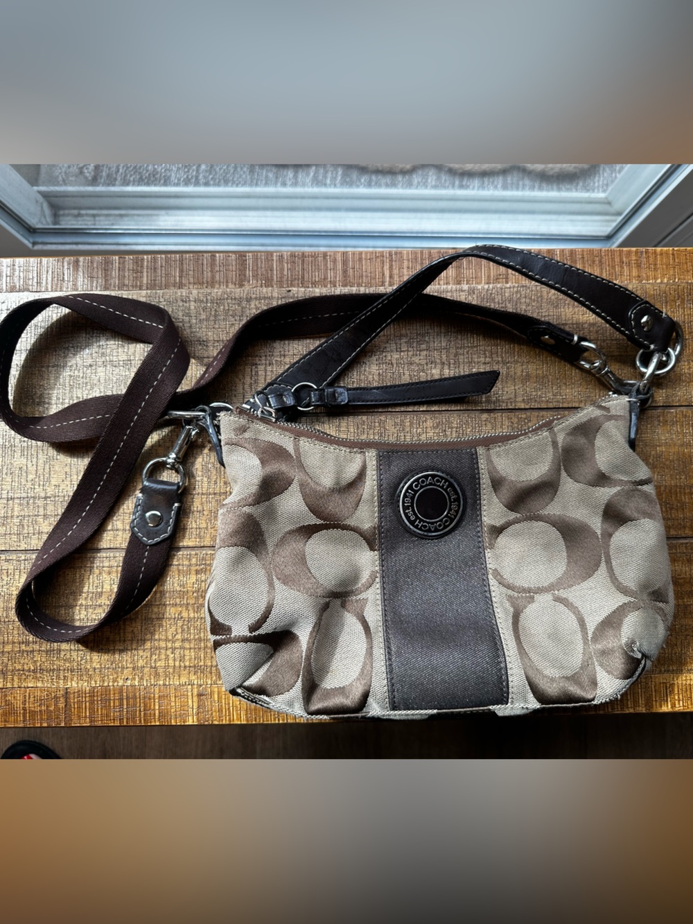 Coach Brown Signature Canvas Crossbody Messenger Bag